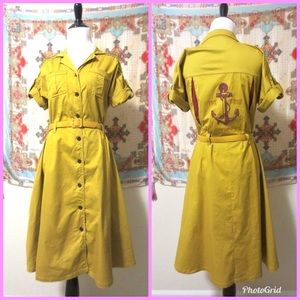 Tatyana Bowling Dress Mustard Yellow XS PinUp